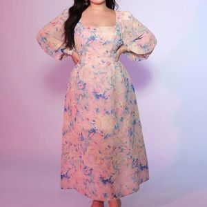 Sheer Maxi With Fitted Bodice Plus Size Dress Size 18 Eloquii